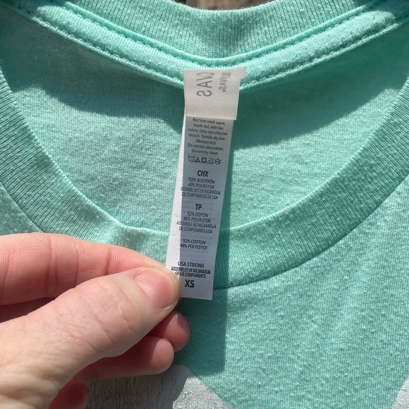 3 up ⬆️ 3 down ⬇️ mint green SS tshirt - baseball /softball. XS Bella canvas. - Picture 3 of 7